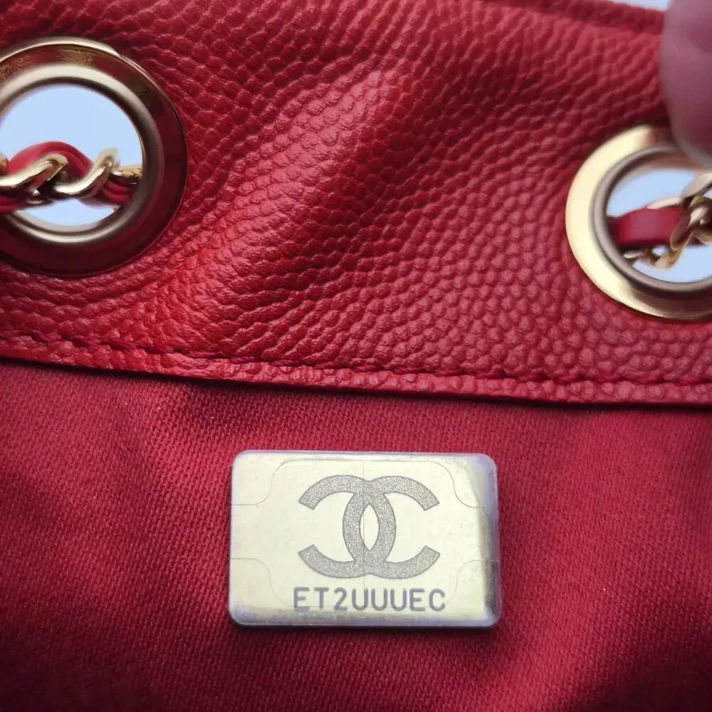 Chanel 25 Mini Red Caviar Shoulder Bag